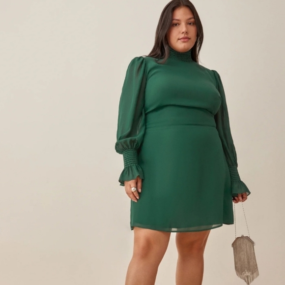 Reformation Archie Dress Size 18 Emerald Green - Picture 7 of 16